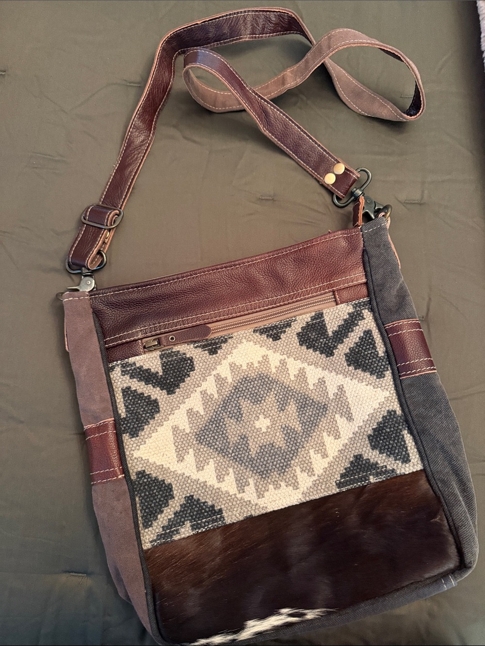 Myra Bag-Woman’s Cowhide/Leather/ mixed Textile Crossbody Bag